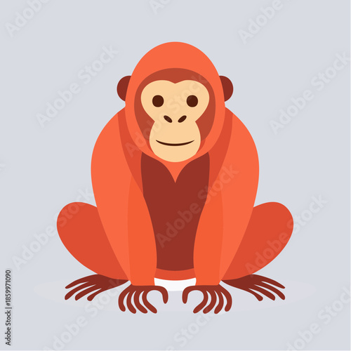 A funny brown ape character with a cute smile is a vector illustration of an adorable cartoon pet