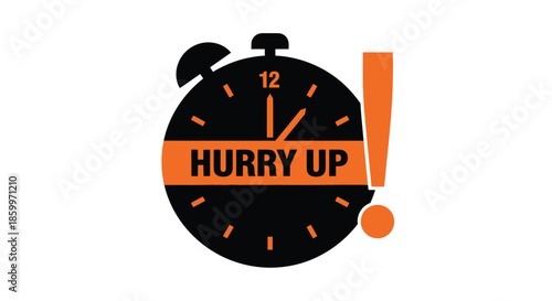 Hurry Up Clock with Orange Exclamation Mark
