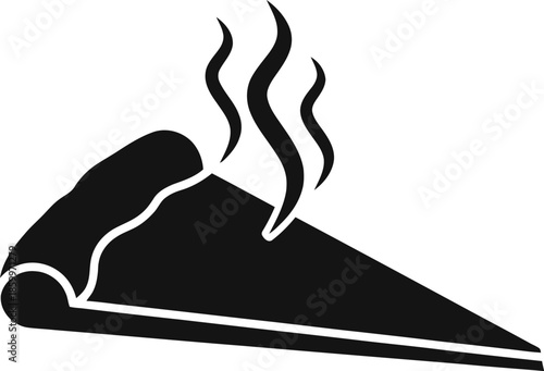 Hot slice of pizza icon with steam illustration
