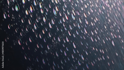 Raindrops on a Window - A Close-Up View of Water Droplets.