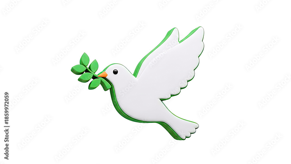 Obraz premium White Dove with Green Olive Branch