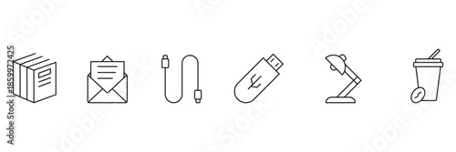 Office desk line icons set. Adaptive Office Icons. Adaptive Office Setup linear icon set.
