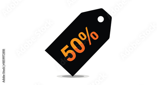 Discount 50 Percent Tag on White Background