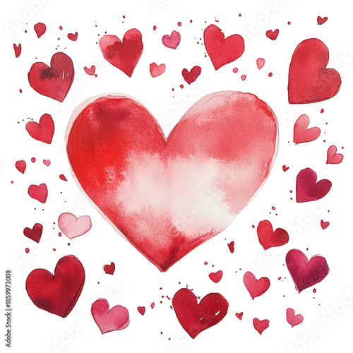 Watercolor hearts pattern background for design element and decoration