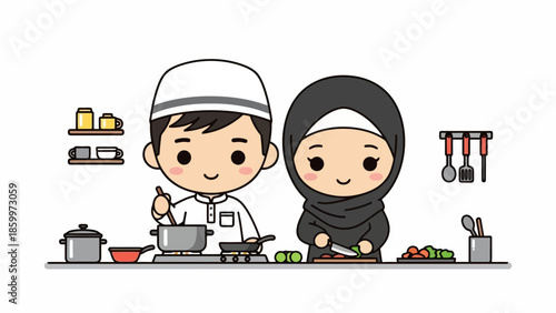 Young Chefs in a Modern Kitchen Preparing Delicious Food Together