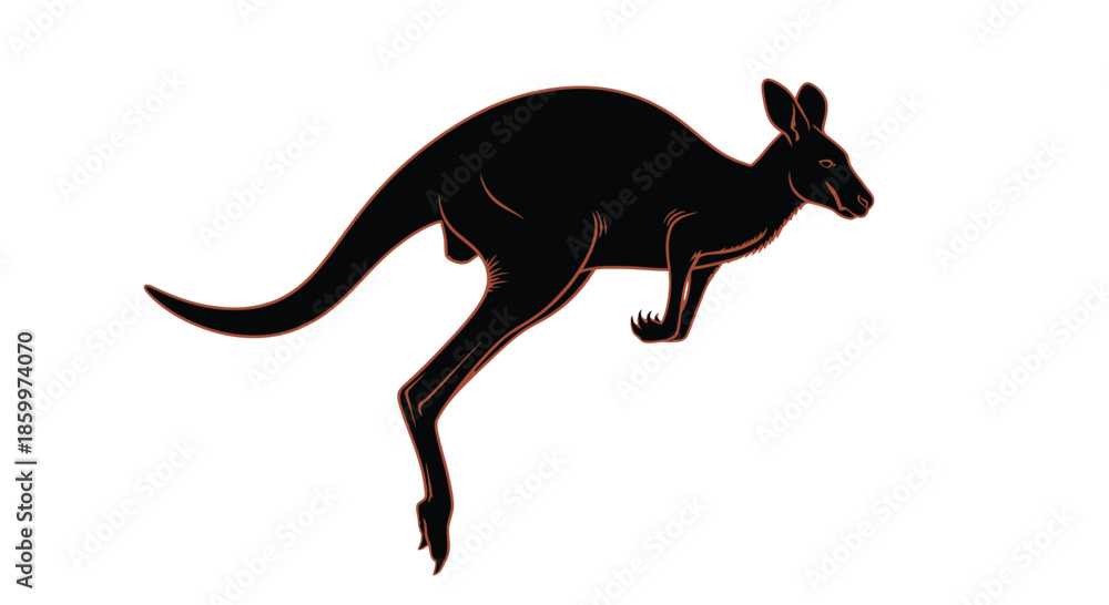 Fototapeta premium Kangaroo Jumping Isolated on White Background