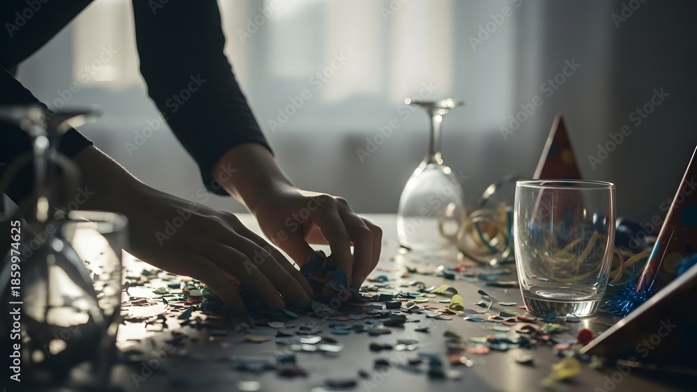 Obraz premium Person Assembling Jigsaw Puzzle on Table.