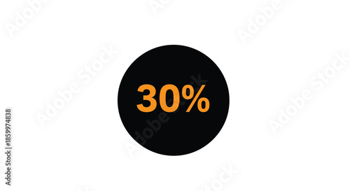 Black Circle with Orange Thirty Percent Sign