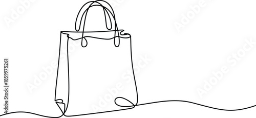 Hand Drawn Shopping Bag with Handles and Loop paper bag