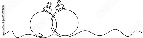 Two Black and White Christmas Ornaments on a Wavy Line