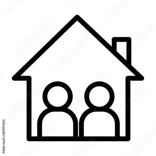 Family Housing Line Icon of Public Housing Assistance Icon Set
