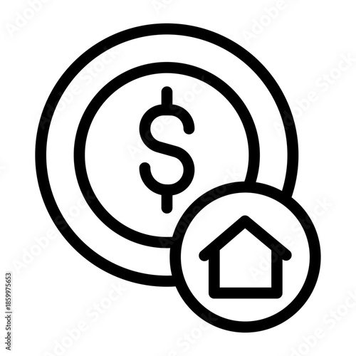 Housing Funds Line Icon of Public Housing Assistance Icon Set