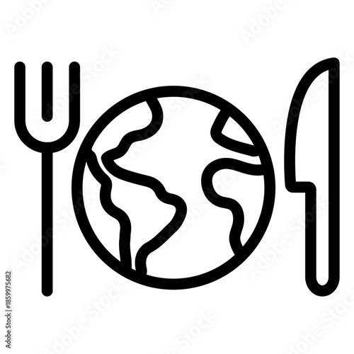 Global Nutrition Line Icon of Food and Nutrition Programs Icon Set