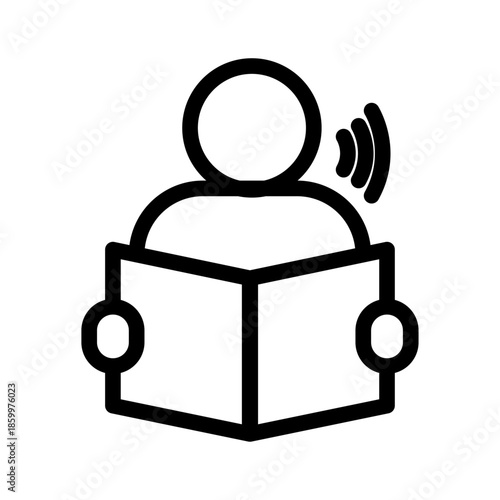 Reading Aloud Line Icon of Speech Therapy Icon Set