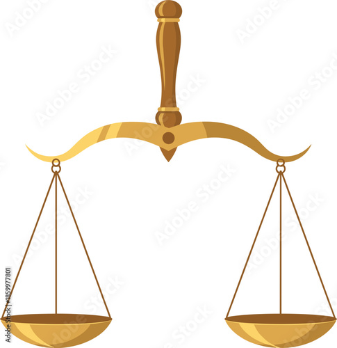 Isometric Justice Balance Scale Vector Illustration Representing Law, Equality, Fairness, and Legal Judgment Concepts