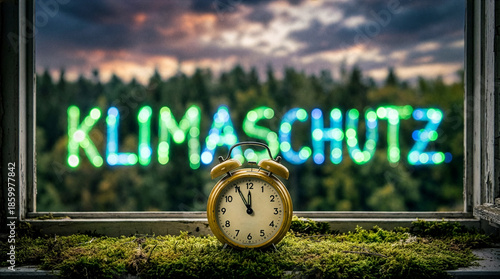Ein Wecker zeigt 5 vor 12 als Symbol für die Dringlichkeit des Klimaschutzes
