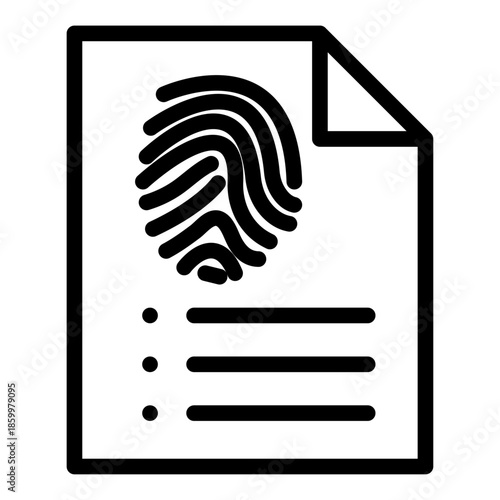 Fingerprint Document Line Icon of Fingerprint Analysis Icon Set