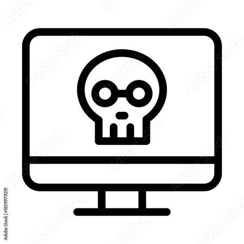 Malware Attack Line Icon of Cybercrime Icon Set