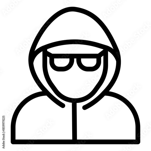 Anonymous Hacker Line Icon of Cybercrime Icon Set