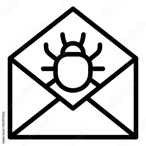 Malicious Email Line Icon of Cybercrime Icon Set