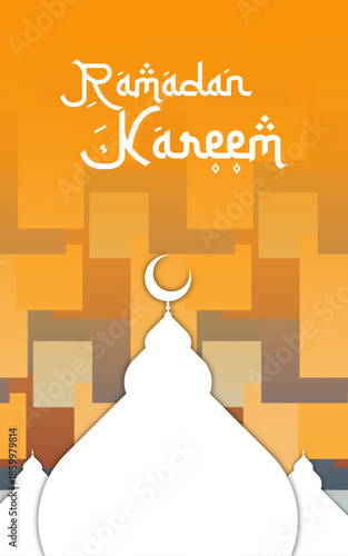 modern ramadan greeting. mosque on a gradient background