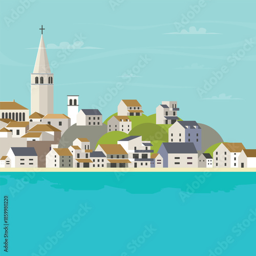 croatia city lake vector 