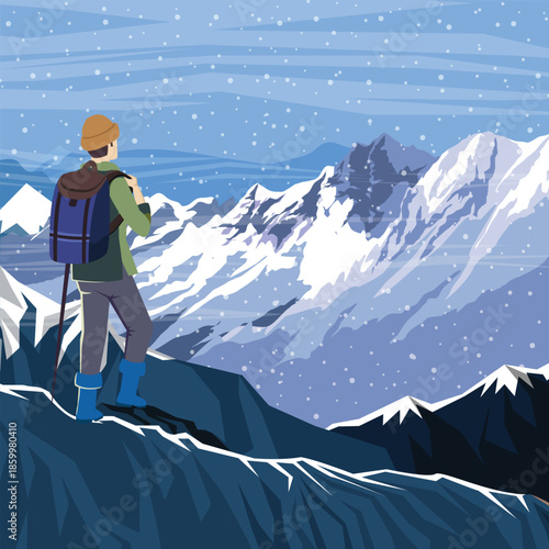 Mount Everest men climbing vector