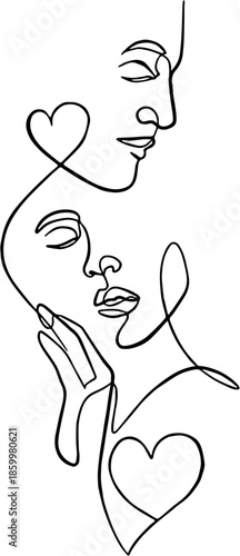 sketch of a man and woman couple love illustration line art design 