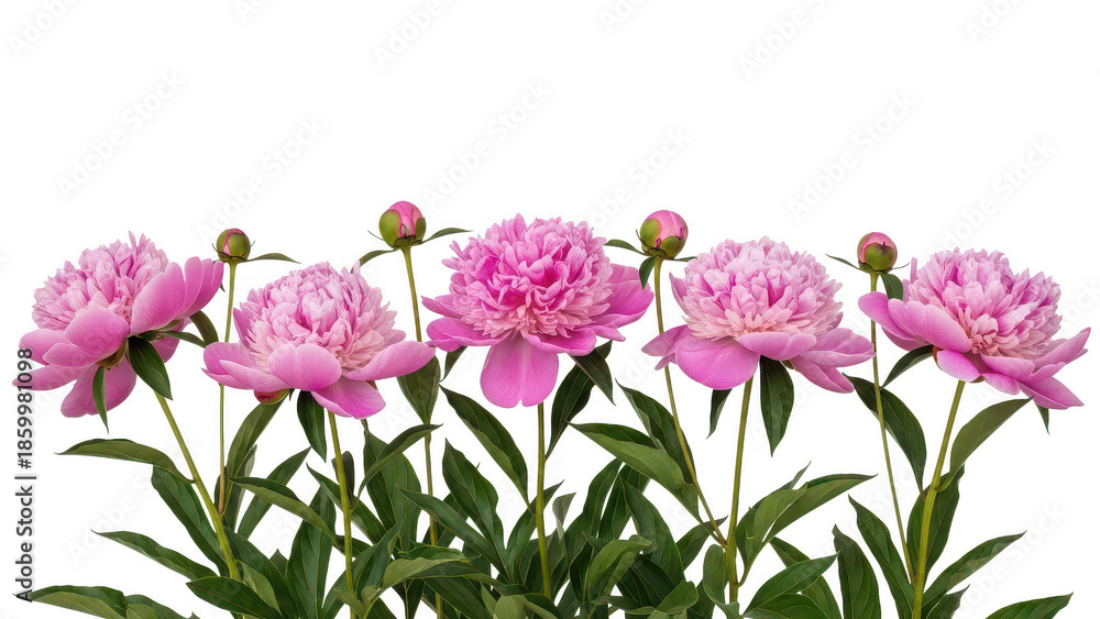 Fototapeta premium Beautiful pink peonies isolated on transparent background