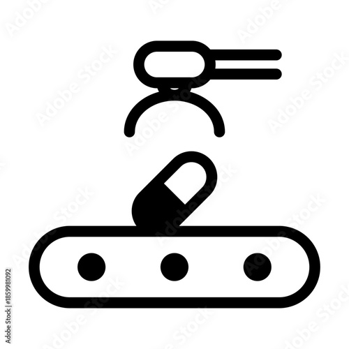 Pill Production Line Icon of Pharmaceutical Manufacturing Icon Set