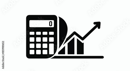 Calculator with rising graph symbolizing financial growth and success