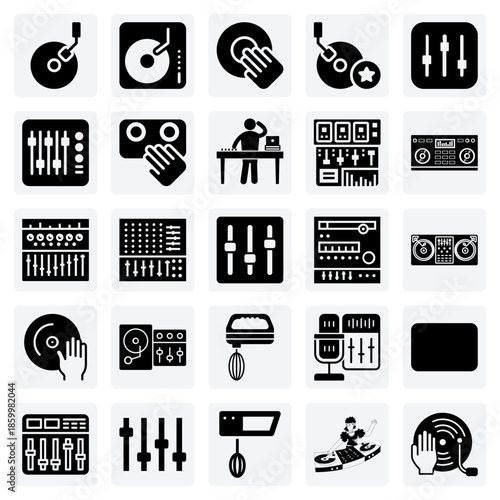 Disk Jockey Equipment And Tools – Turntables, Vinyl Records, And Audio Equalizers For Music Production And Performance.