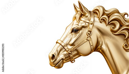 Golden Stylized Horse Head Art with Elegant Features