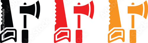 Axe and Saw Tool Icon Set