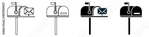Set of mail box icon vector for postal services. Ideal for illustrating newsletters, delivery tracking, home addresses, and communication apps.
