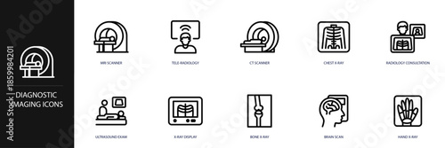 Diagnostic Imaging Line Icon Set