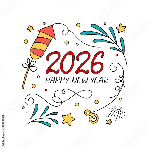 2026 Happy New Year Party Illustration