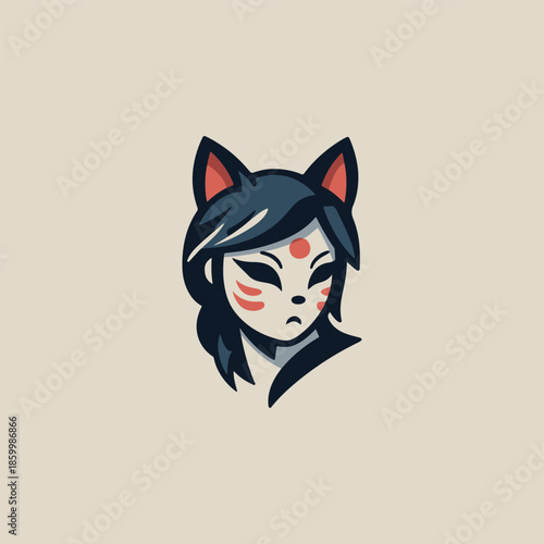 Girl Kitsune Mask Logo