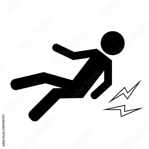 転倒注意のピクトグラムアイコン　Slip and Fall Warning Pictogram Icon