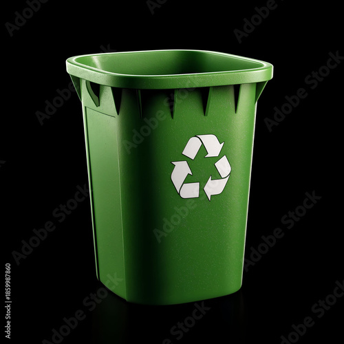 A green recycling bin emphasizing the importance of eco-friendly waste management and sustainability practices.