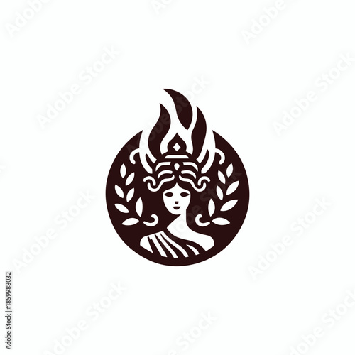 Greek Hestia Hearth Goddess Logo