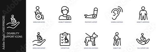 Disability Support Line Icon Set