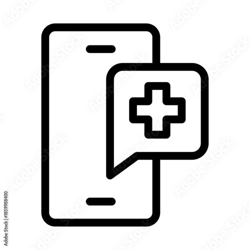 Mobile EHR Line Icon of Electronic Health Records (EHR) Icon Set