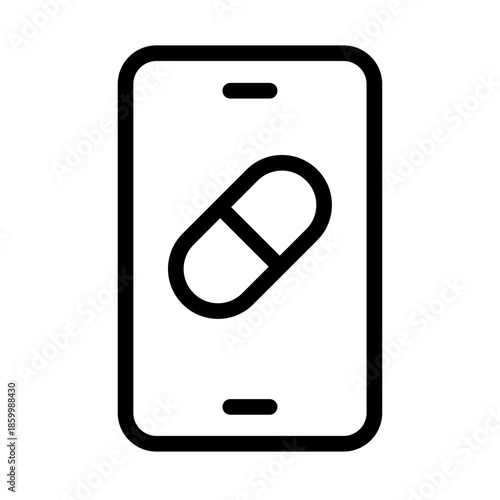 Mobile Medication Line Icon of Telemedicine Icon Set