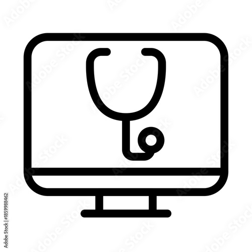 Remote Diagnostics Line Icon of Telemedicine Icon Set