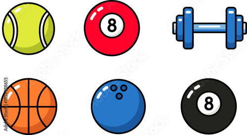 Sports Equipment Vector Illustrations