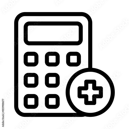 Medical Cost Calculator Line Icon of Medical Billing Icon Set