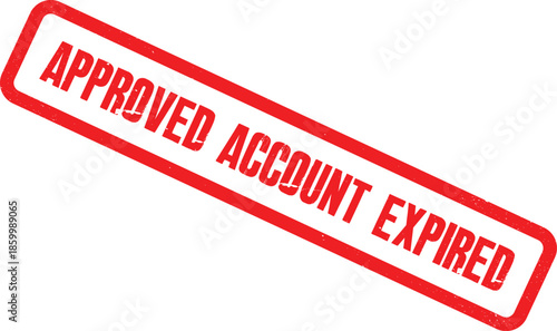 Distressed red rubber stamps graphic prominently displaying 'Approved Account Expired', ideal for conveying a past status, terminated service, or an outdated official validation