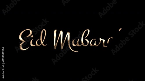 Perfect for social media posts, greeting cards, presentations. Celebrate eid with golden text on a black background for a striking effect.