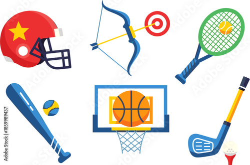 Vector Illustration of Various Sports Equipment